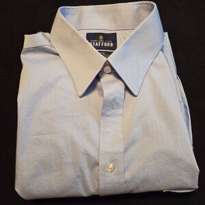Stafford Travel Comfort Stretch Blue Shirt Fitted 17 1/2 34-35 Button-Up (11)